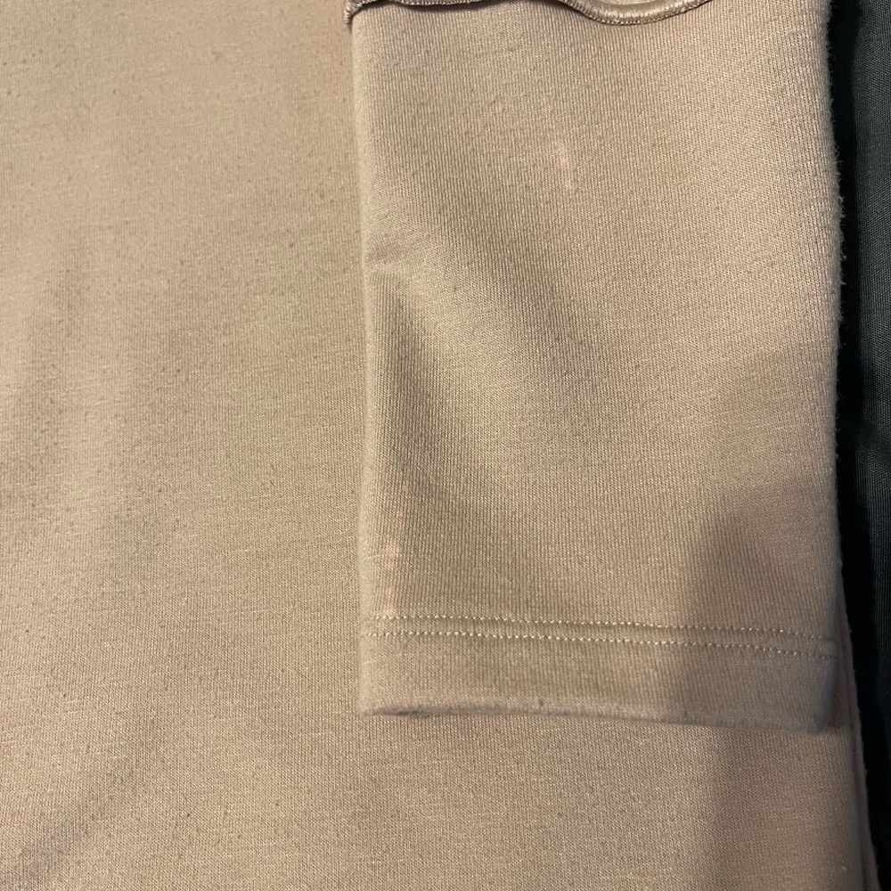 Spanx Top Perfect Length XS Beige Dolman Sleeve Raw Seams Comfy Knit - Picture 4 of 9